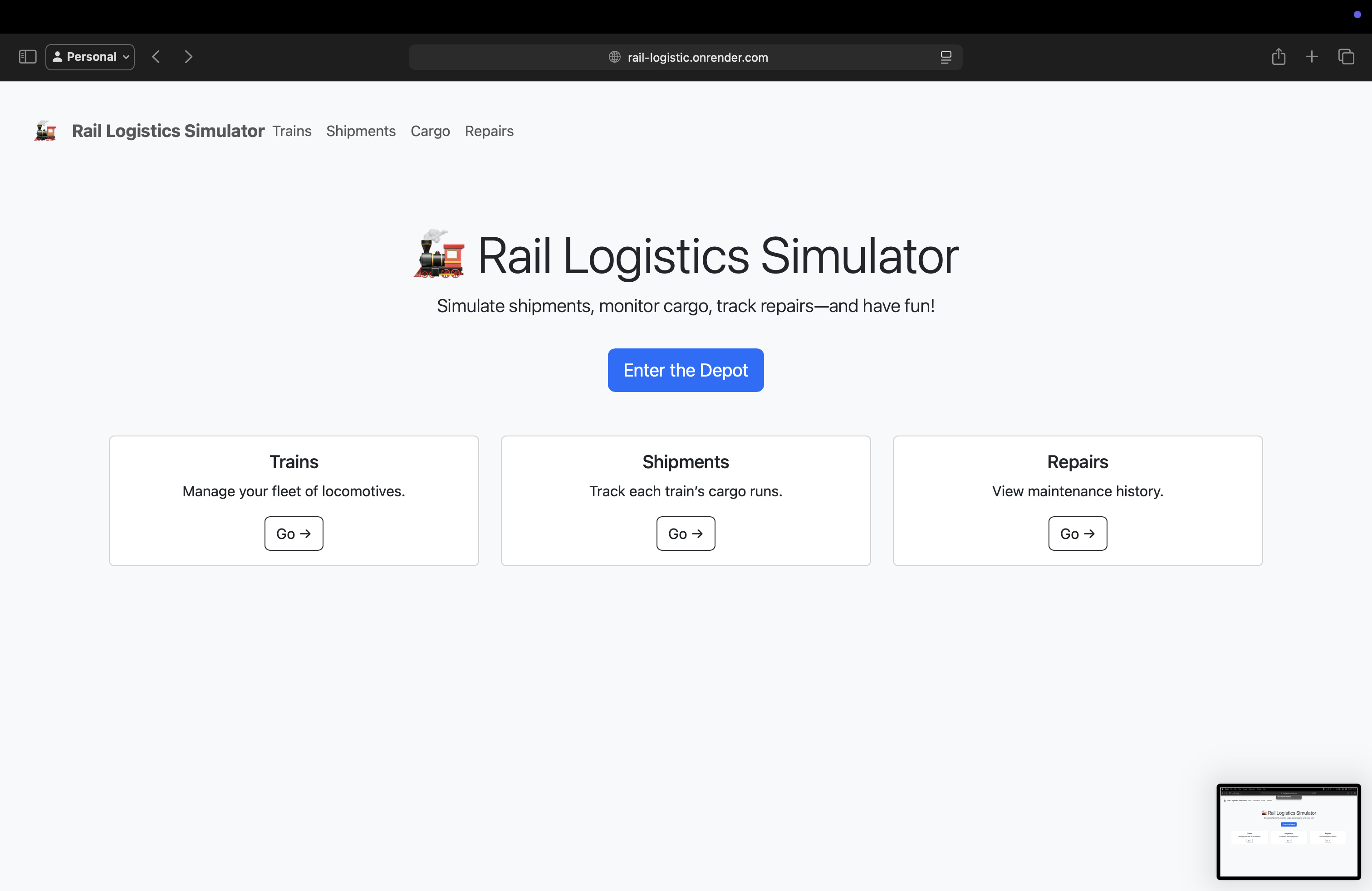 Rail Logistics Simulator